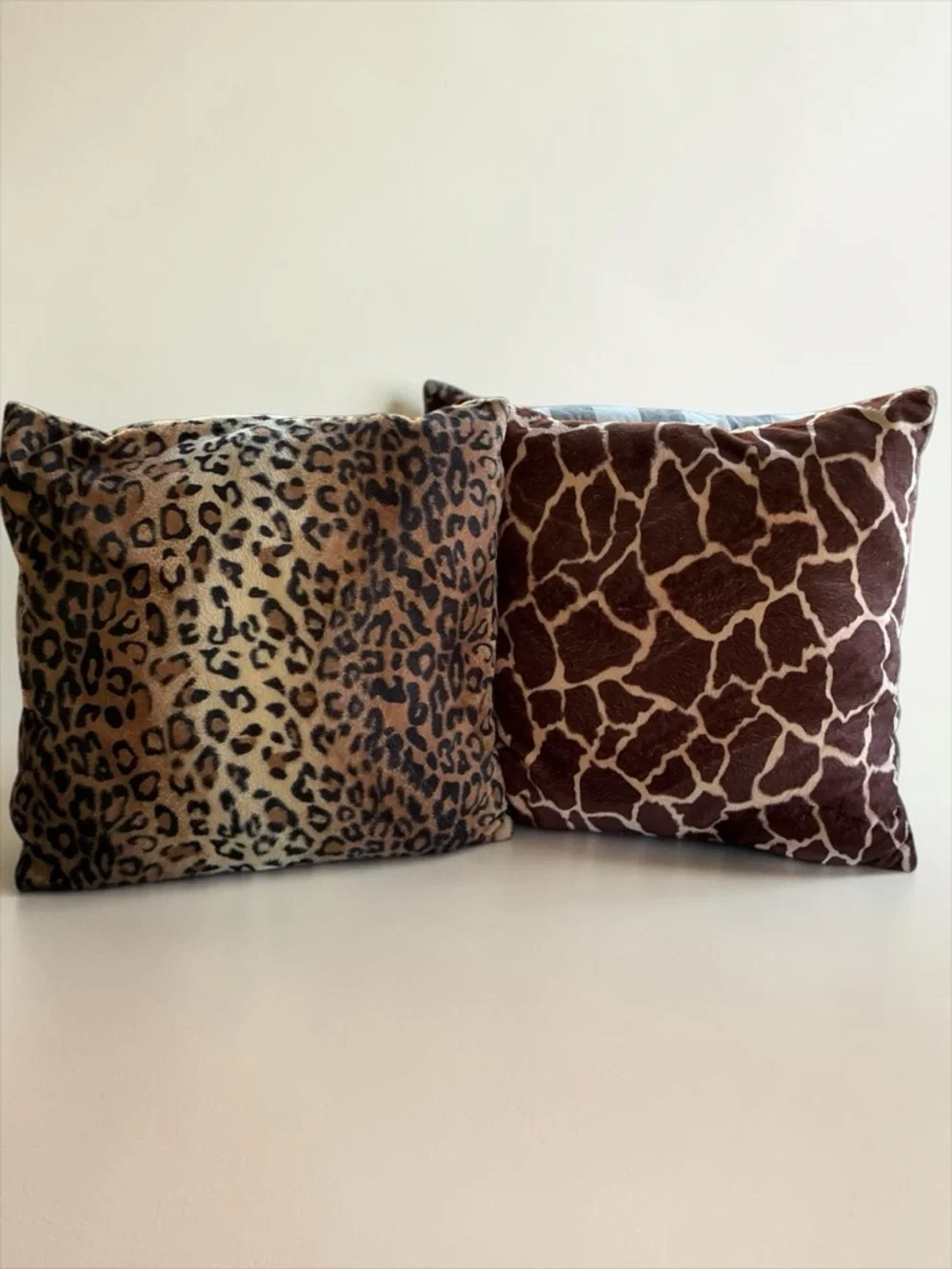 Animal Print Throw Pillows Set Leopard Giraffe 12” Decor Pair